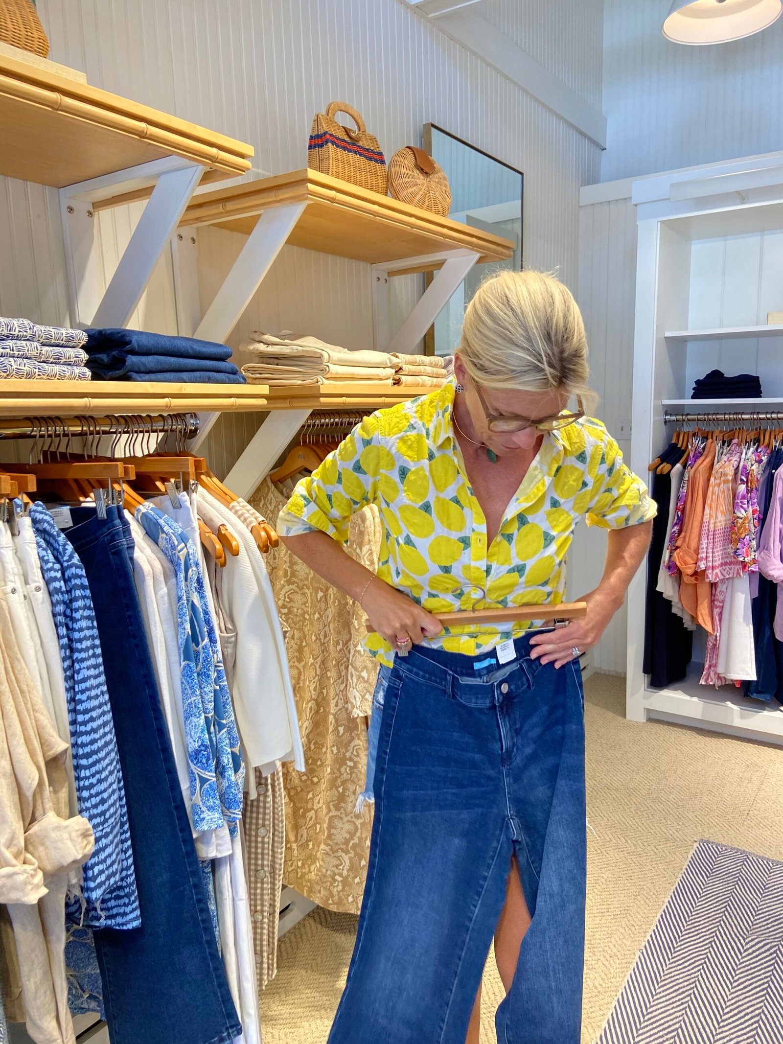 I wish I hd a better picture of these jeans!  They are wide leg and cropped and PERFECT.  Wear with sandals or heels - BEYOND .  HERE