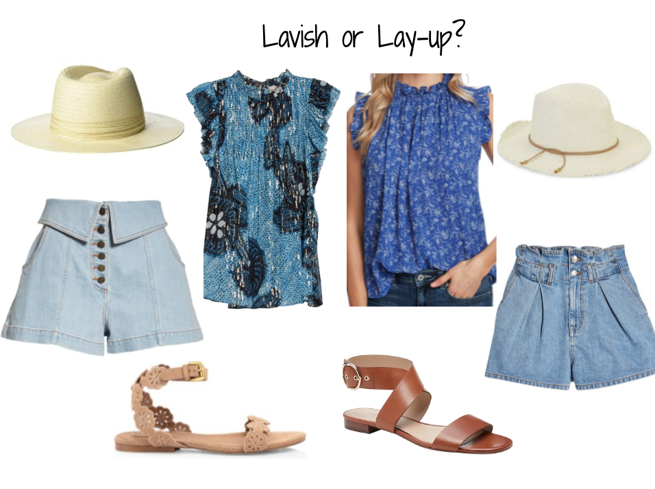 Packable Straw Fedora: HERE Floral High Neck Ruffle Blouse: HEREFoldover Shorts: HERE. Paperbag Waist Denim Shorts: HEREFloral Metallic Flutter Top: HERE Leather Ankle Strap Sandal: HEREFlat Floral Suede Sandal: HERE Fringe Travel Woven Fedora: HERE