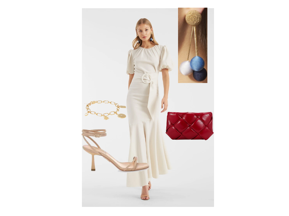 Sachin & Babi Dress: HERE Leather Sandal HERE Earrings HERE Bracelet HERE Handbag HERE
